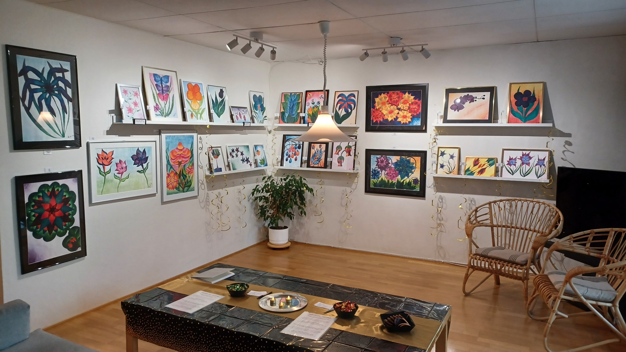 Paintings displayed at Mari Laukkonen's 40th Birthday Exhibition